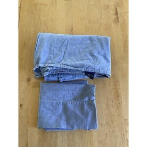 Vintage Ralph Lauren Home Twin CHAMBRAY 100% Cotton Flat SHEET One Pillowcase